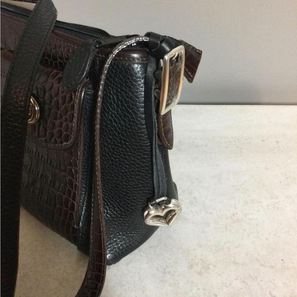 Brighton Keely black brown Pebble Leather shoulder purse